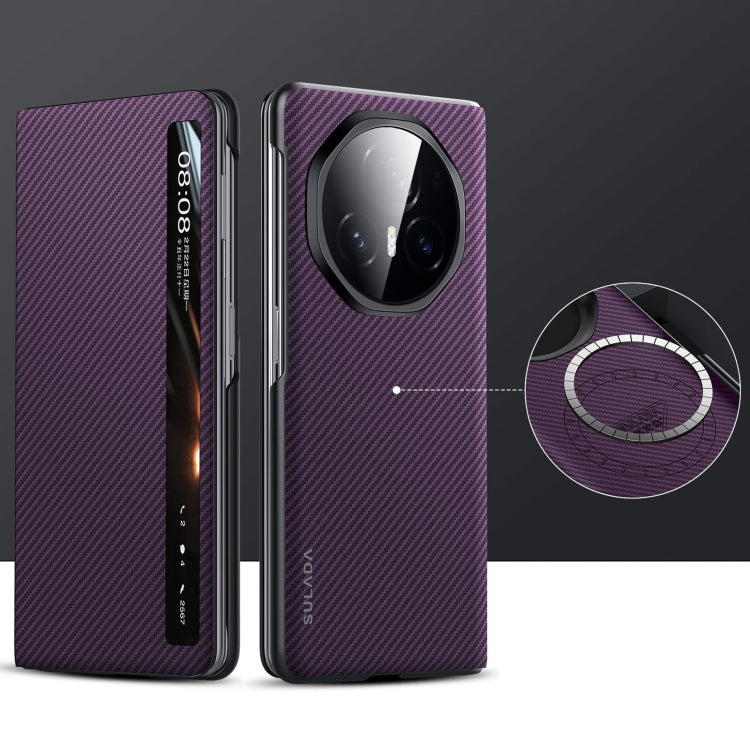 For Honor Magic V3 SULADA Kevlar 600D Texture Smart Window Leather Phone Case(Purple) - free shipping - PMC Jewellery - Order now!
