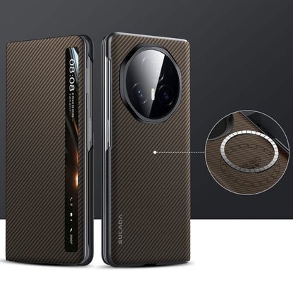 For Honor Magic V3 SULADA Kevlar 600D Texture Smart Window Leather Phone Case(Brown) - free shipping - PMC Jewellery - Order now!