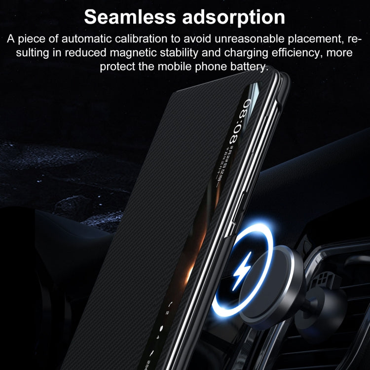 For Honor Magic V3 SULADA Kevlar 600D Texture Smart Window Leather Phone Case(Blue) - free shipping - PMC TechLife - Order now!