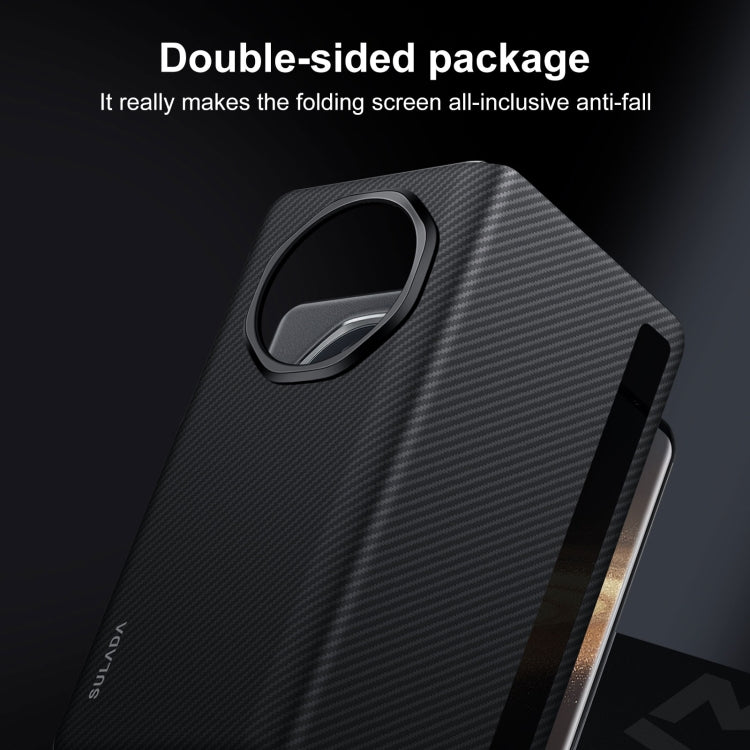 For Honor Magic Vs3 SULADA Kevlar 600D Texture Smart Window Leather Phone Case(Black)