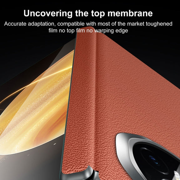 For Honor Magic Vs3 SULADA Frameless Top Layer Cowhide Leather + PC Phone Case(Dark Brown)