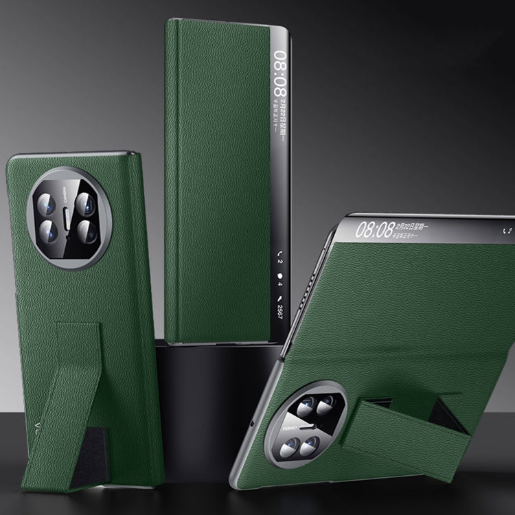 For Huawei Mate X5 / X3 SULADA Smart Series Wristband Holder Smart View Window Genuine Leather Phone Case(Green) - free shipping - PMC TechLife - Order now!