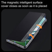 For Huawei Mate X5 / X3 SULADA Smart Series Wristband Holder Smart View Window Genuine Leather Phone Case(Black)