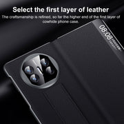 For Huawei Mate X5 / X3 SULADA Smart Series Wristband Holder Smart View Window Genuine Leather Phone Case(Blue)