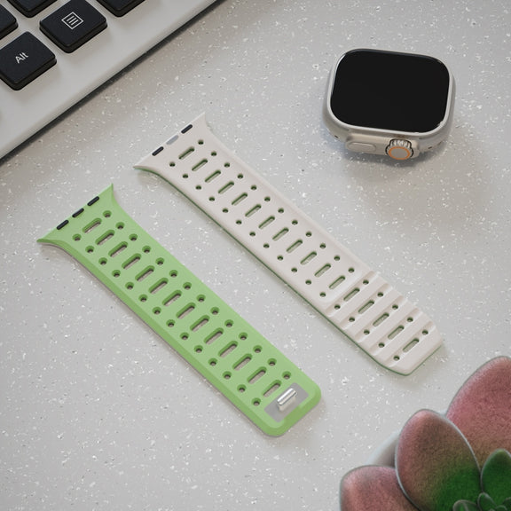 For Apple Watch SE 2023 44mm Single Pin Magnetic Silicone Watch Band(Mint Green Starlight)