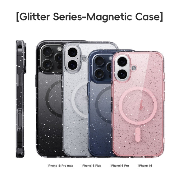 For iPhone 16 Plus Glitter Powder MagSafe Magnetic Phone Case(Transparent)