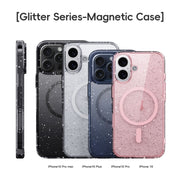 For iPhone 16 Plus Glitter Powder MagSafe Magnetic Phone Case(Transparent Pink)