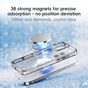 For iPhone 16 Plus Glitter Powder MagSafe Magnetic Phone Case(Transparent Pink)