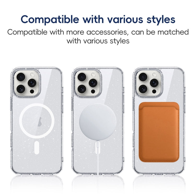 For iPhone 16 Pro Max Glitter Powder MagSafe Magnetic Phone Case(Transparent Pink) - free shipping - PMC Jewellery - Order now!