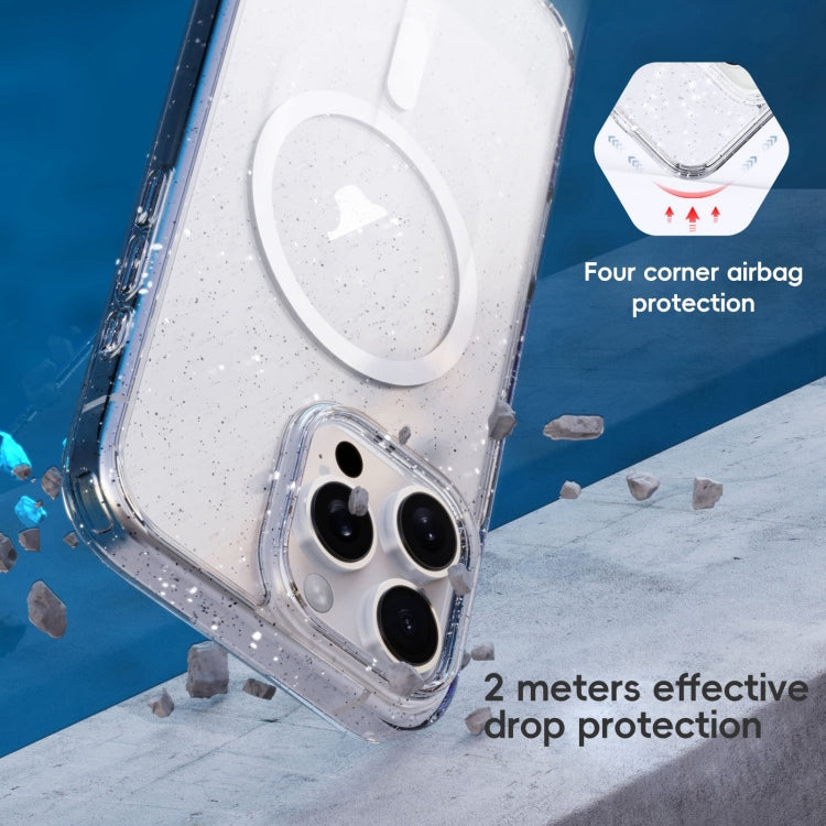 For iPhone 16 Plus Glitter Powder MagSafe Magnetic Phone Case(Transparent Pink) - free shipping - PMC Jewellery - Order now!