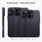 For iPhone 16 Pro Max Carbon Fiber Kevlar MagSafe Magnetic Phone Case(Black)