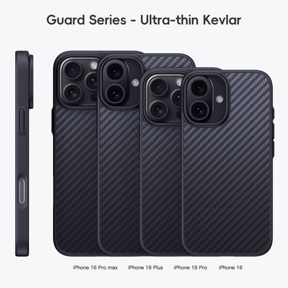 For iPhone 16 Pro Max Carbon Fiber Kevlar MagSafe Magnetic Phone Case(Black)