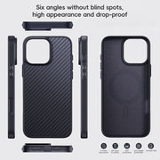 For iPhone 16 Pro Max Carbon Fiber Kevlar MagSafe Magnetic Phone Case(Black)