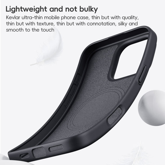 For iPhone 16 Carbon Fiber Kevlar MagSafe Magnetic Phone Case(Black)