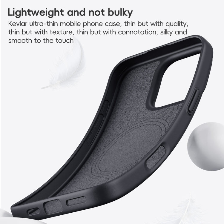 For iPhone 16 Carbon Fiber Kevlar MagSafe Magnetic Phone Case(Black)