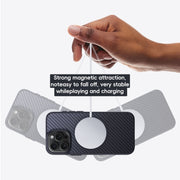 For iPhone 16 Pro Max Carbon Fiber Kevlar MagSafe Magnetic Phone Case(Black)