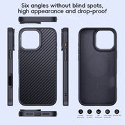 For iPhone 16 Pro Max Carbon Fiber Kevlar Lens Holder MagSafe Magnetic Phone Case(Black)