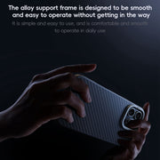 For iPhone 16 Plus Carbon Fiber Kevlar Lens Holder MagSafe Magnetic Phone Case(Black)