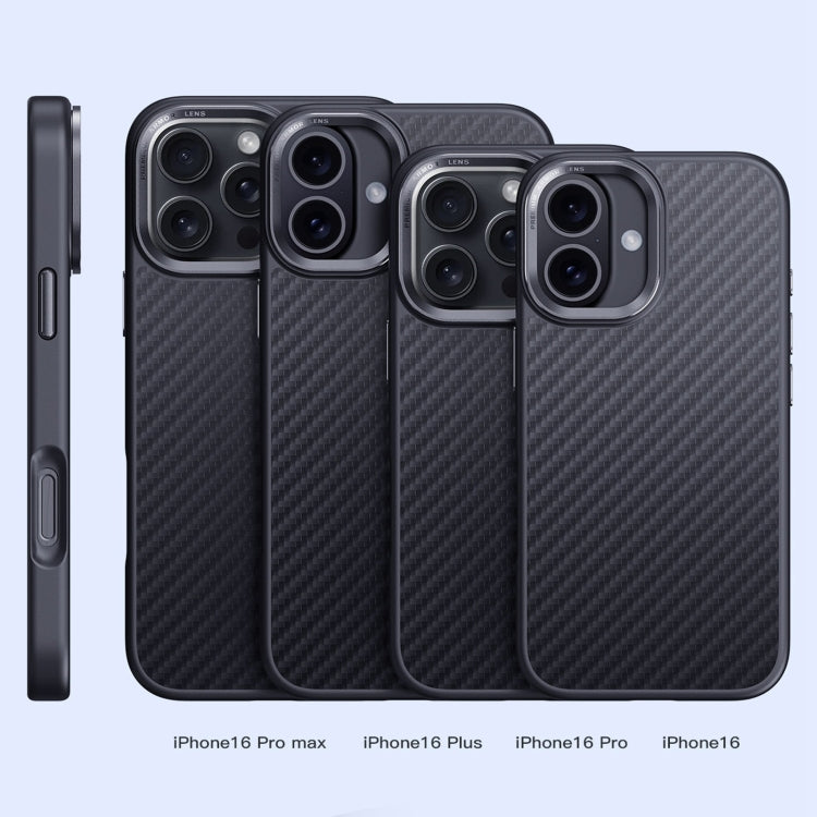For iPhone 16 Pro Carbon Fiber Kevlar MagSafe Magnetic Phone Case(Black)