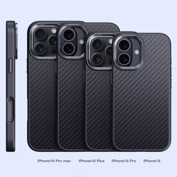 For iPhone 16 Carbon Fiber Kevlar MagSafe Magnetic Phone Case(Black)