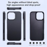 For iPhone 16 Carbon Fiber Kevlar MagSafe Magnetic Phone Case(Black)