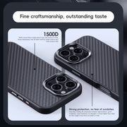 For iPhone 16 Plus Carbon Fiber Kevlar MagSafe Magnetic Phone Case(Black)