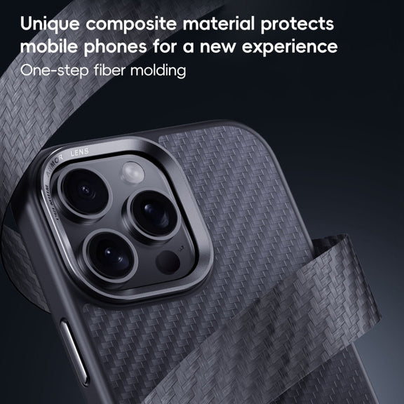 For iPhone 16 Plus Carbon Fiber Kevlar MagSafe Magnetic Phone Case(Black)