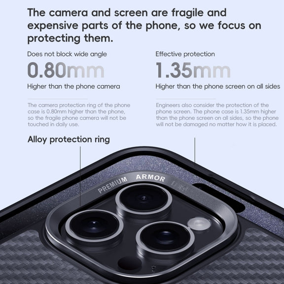 For iPhone 16 Carbon Fiber Kevlar MagSafe Magnetic Phone Case(Black)