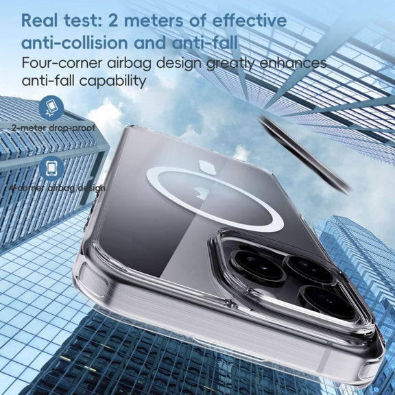 For iPhone 16 Crystal Clear MagSafe Magnetic Phone Case(Transparent Black)