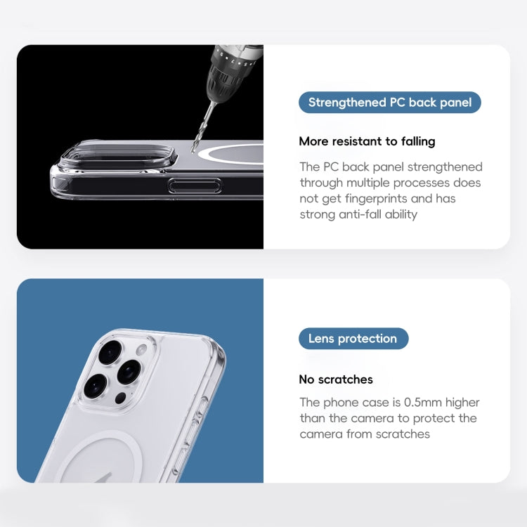 For iPhone 16 Plus Crystal Clear Frosted MagSafe Magnetic Phone Case(Transparent Titanium Blue) - free shipping - PMC Jewellery - Order now!