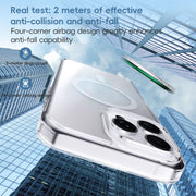 For iPhone 16 Crystal Clear Frosted MagSafe Magnetic Phone Case(Transparent Titanium Blue)