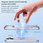 For iPhone 16 Crystal Clear Frosted MagSafe Magnetic Phone Case(Transparent Black)