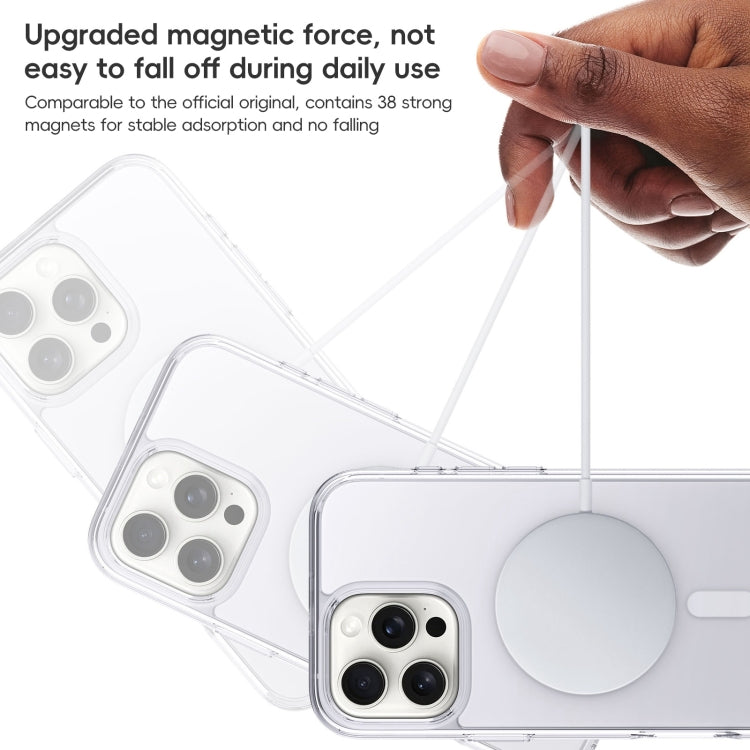 For iPhone 16 Plus Crystal Clear Frosted MagSafe Magnetic Phone Case(Transparent Titanium Blue)