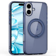 For iPhone 16 Plus Crystal Clear MagSafe Magnetic Holder Phone Case(Transparent Titanium Blue) - iPhone 16 Plus Cases by PMC TechLife | Online Shopping South Africa | PMC TechLife | Buy Now Pay Later Mobicred