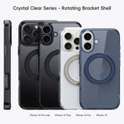 For iPhone 16 Pro Crystal Clear MagSafe Magnetic Holder Phone Case(Transparent Black)