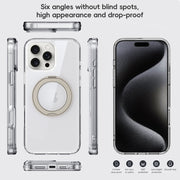 For iPhone 16 Crystal Clear MagSafe Magnetic Holder Phone Case(Transparent Titanium Blue)