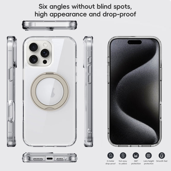 For iPhone 16 Crystal Clear MagSafe Magnetic Holder Phone Case(Transparent)