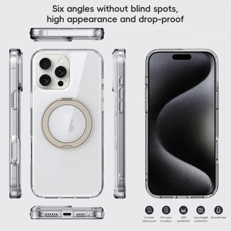 For iPhone 16 Crystal Clear MagSafe Magnetic Holder Phone Case(Transparent)