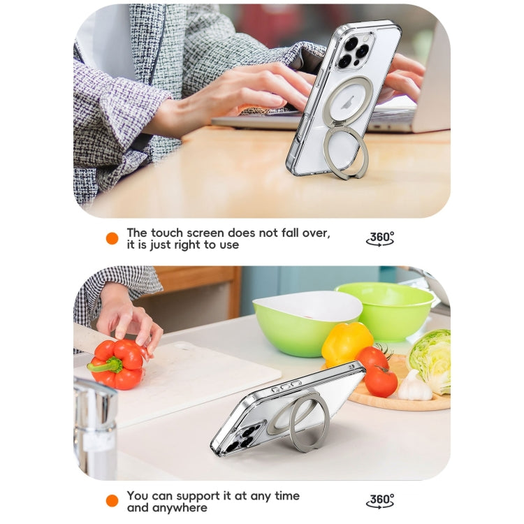 For iPhone 16 Crystal Clear MagSafe Magnetic Holder Phone Case(Transparent)