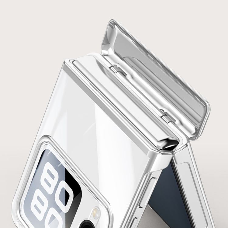 For Huawei nova Flip Integrated Clear Electroplating Spring Hinge Phone Case(Black) - Huawei Cases by PMC TechLife | Online Shopping South Africa | PMC TechLife | Buy Now Pay Later Mobicred