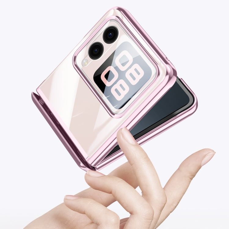 For Huawei nova Flip Integrated Clear Electroplating Spring Hinge Phone Case(Black) - Huawei Cases by PMC TechLife | Online Shopping South Africa | PMC TechLife | Buy Now Pay Later Mobicred