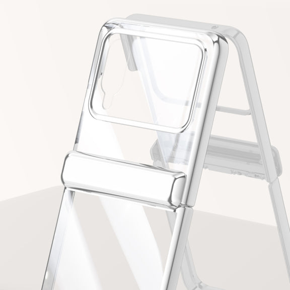 For Huawei nova Flip Integrated Clear Electroplating Spring Hinge Phone Case(Silver)