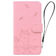 For Redmi K70 Ultra Cute Cat Embossed Leather Phone Case(Pink)