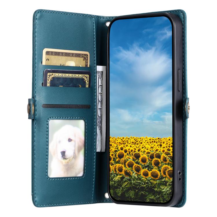 For iPhone 16e Wallet Multi-card Slot Leather Phone Case with Lanyard(Green) - iPhone 16e Cases by PMC TechLife | Online Shopping South Africa | PMC TechLife | Buy Now Pay Later Mobicred