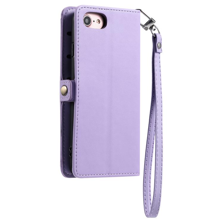 For iPhone 16e Wallet Multi-card Slot Leather Phone Case with Lanyard(Purple) - free shipping - PMC TechLife - Order now!