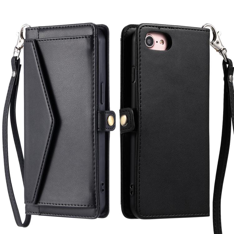 For iPhone 16e Wallet Multi-card Slot Leather Phone Case with Lanyard(Black) - free shipping - PMC TechLife - Order now!