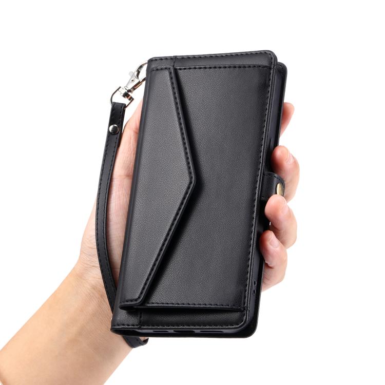 For iPhone 16e Wallet Multi-card Slot Leather Phone Case with Lanyard(Black) - free shipping - PMC TechLife - Order now!
