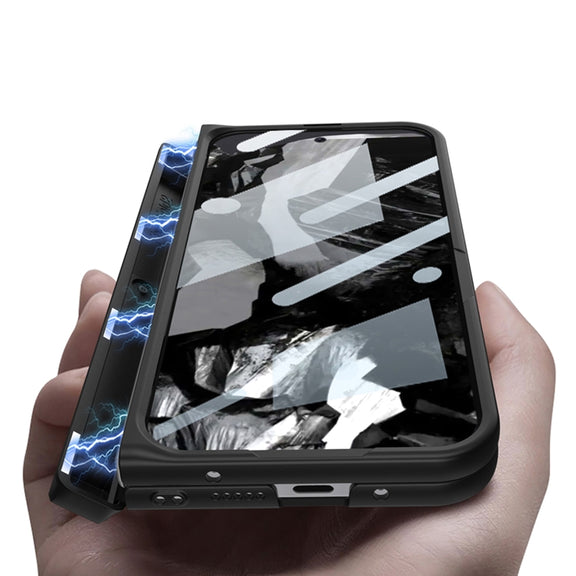 For Google Pixel 9 Pro Fold GKK Integrated Fold Hinge Card Slot Phone Case with Holder(Black)