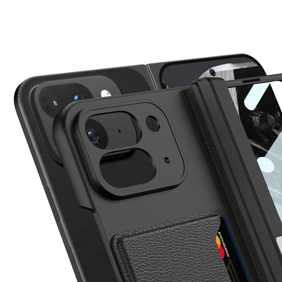 For Google Pixel 9 Pro Fold GKK Integrated Fold Hinge Card Slot Phone Case with Holder(Black)