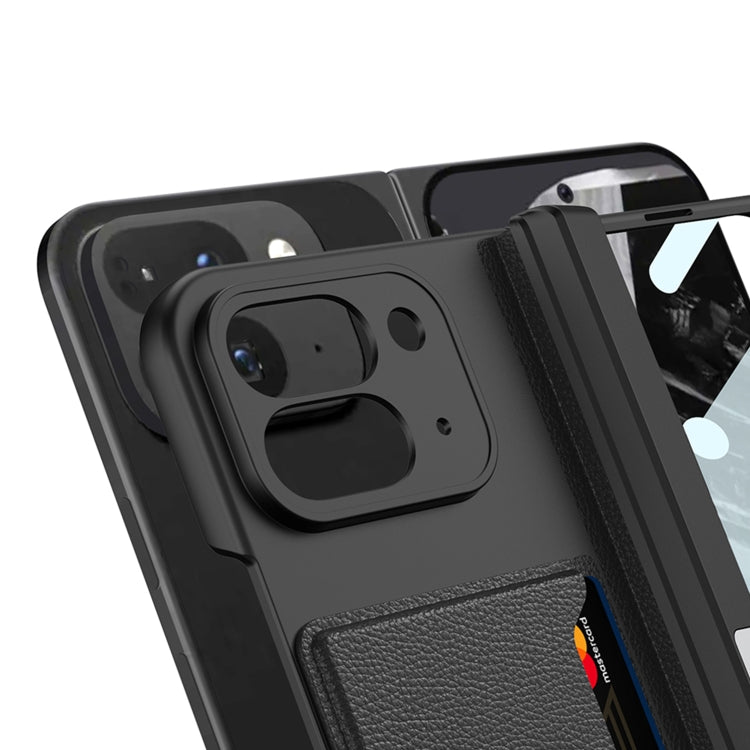 For Google Pixel 9 Pro Fold GKK Integrated Fold Hinge Card Slot Phone Case with Holder(Black)